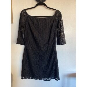NWT NSR Nordstrom Off Shoulder Lace Sheath Dress‎ Black Sz Small Gothcore Grunge